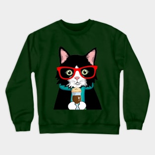 Angry Coffee Black Cat Crewneck Sweatshirt